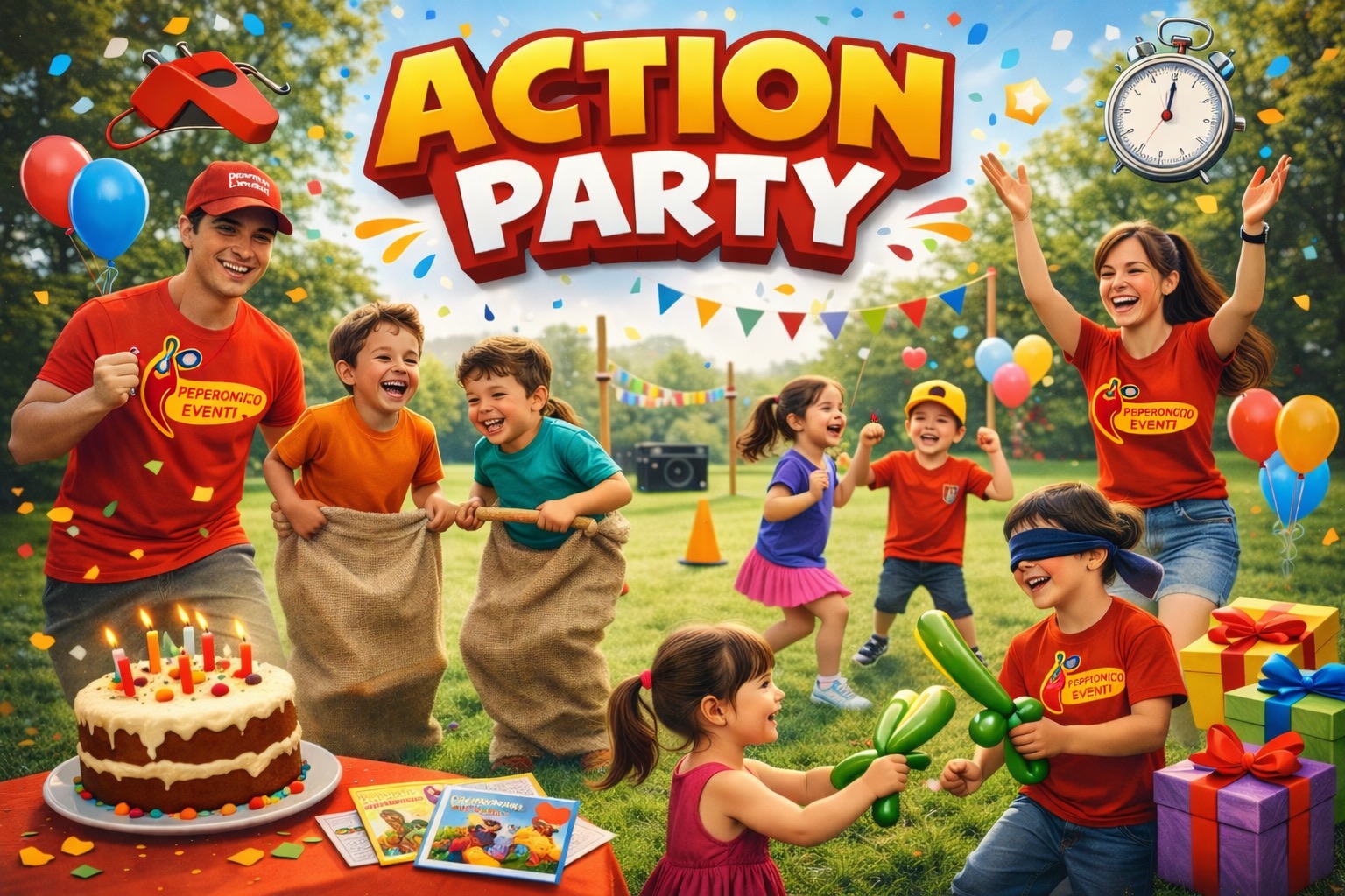 Animazione festa bambini con giochi dinamici e sfide.